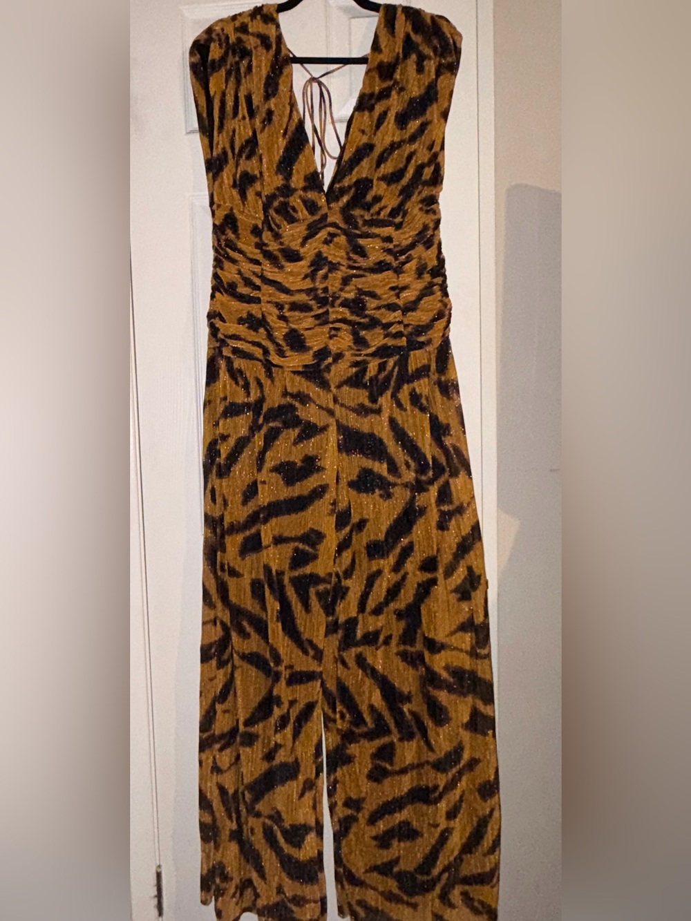 Women's Mustard Animal-Print Jumpsuit